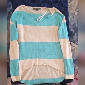 Cozy Striped Sweater - Blue and Cream